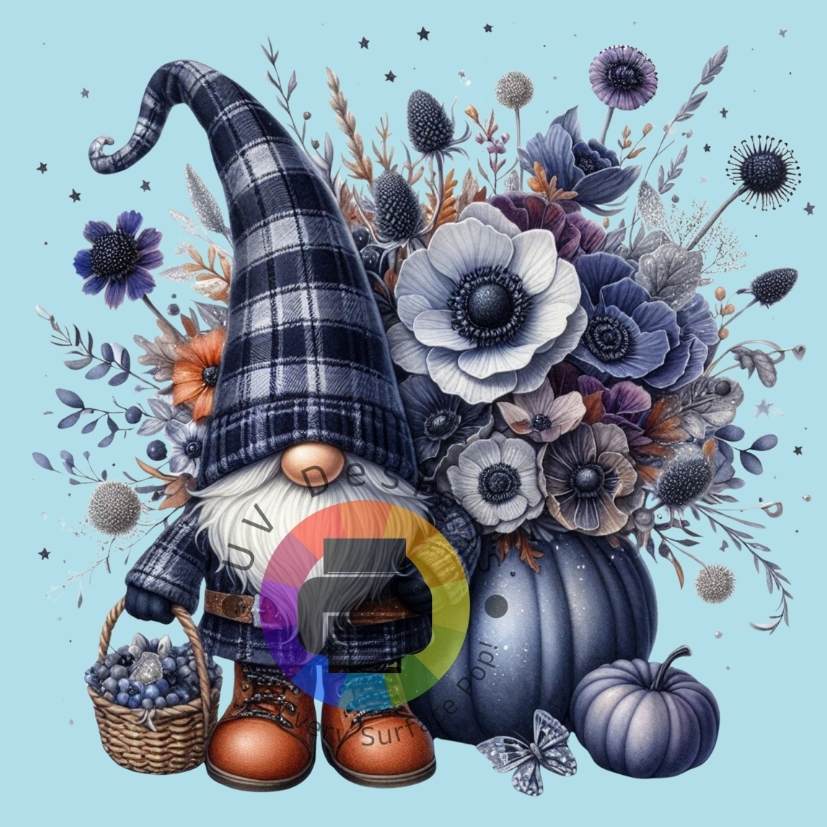 Kabouter met pompoen - blauw nr 2