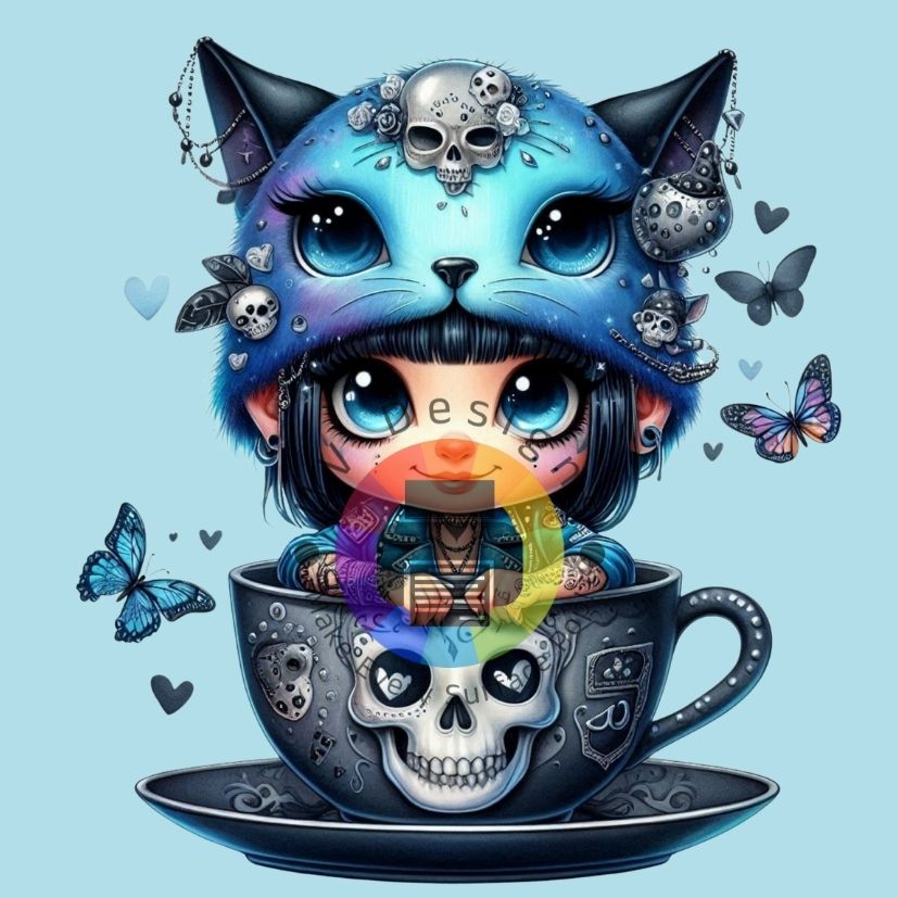 Gothic gnome meisje - Blauw nr 4