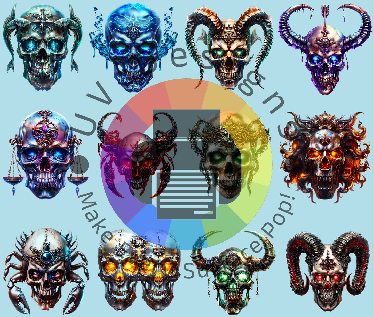 20oz Zodiac skulls