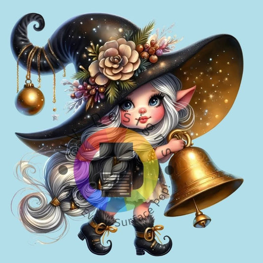 Zwart - goud kerst gnome meisje nr 3