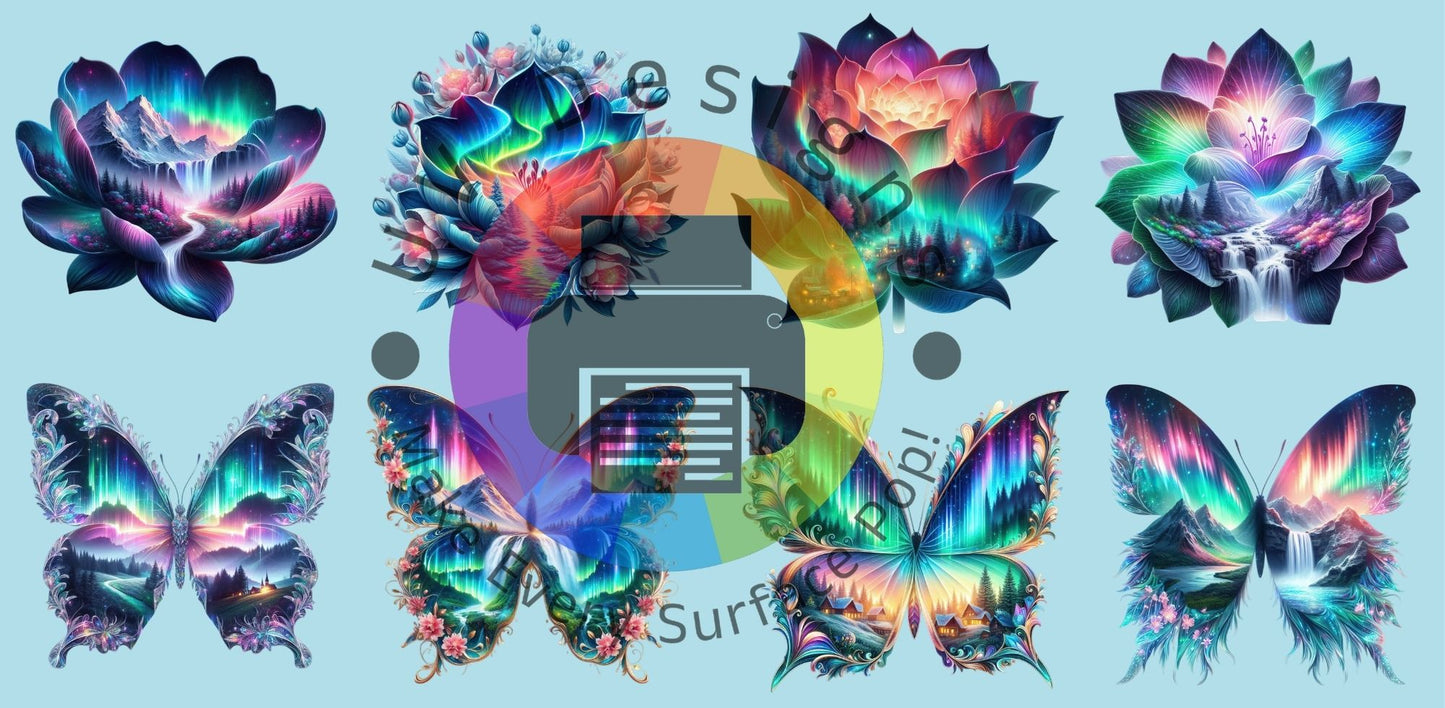 16oz Aurora vlinders en hibiscus