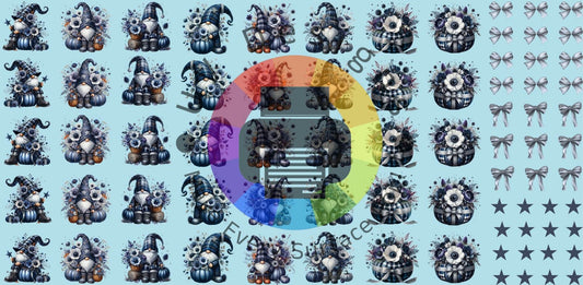 16oz Mini kabouters met pompoenen - blauw