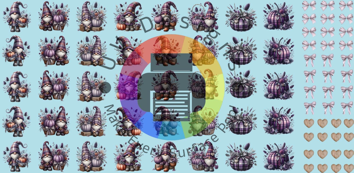 16oz Mini kabouters met pompoenen - paars