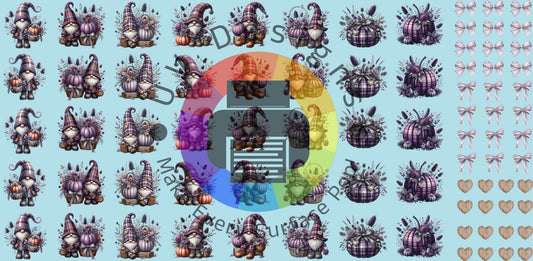 16oz Mini kabouters met pompoenen - paars