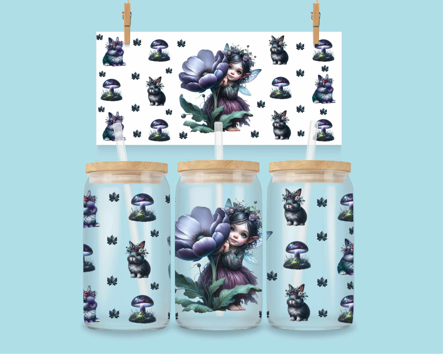 16oz Forest fairy with bunnies