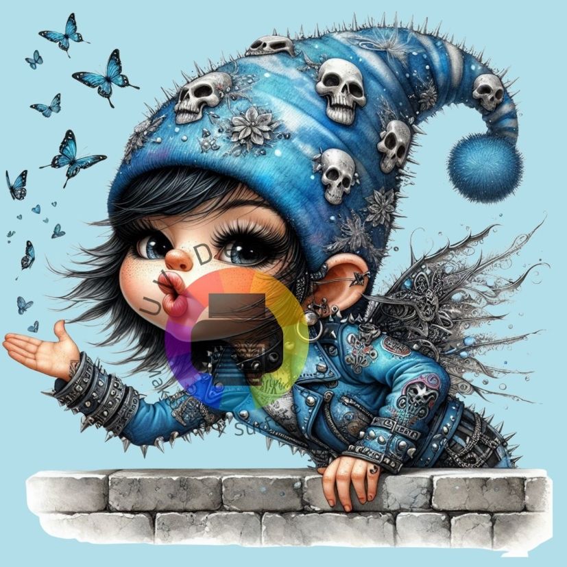 Gothic gnome meisje - Blauw nr 5