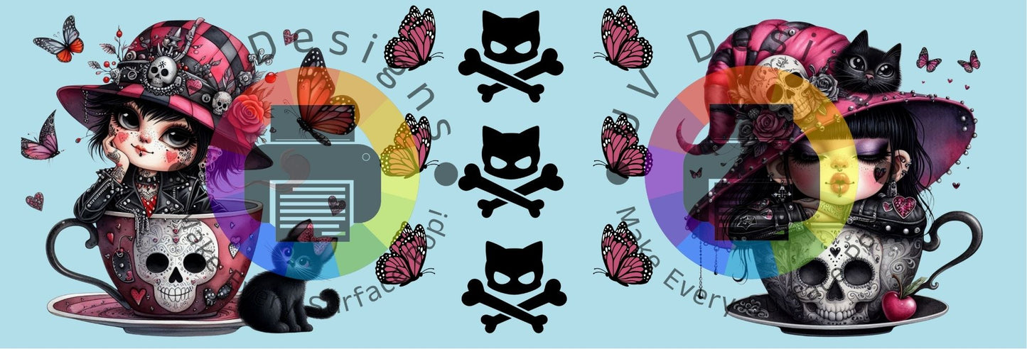 11oz Gothic gnome. meisjes in mok - roze