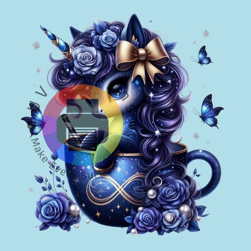 Blauwe unicorn in mok nr 1