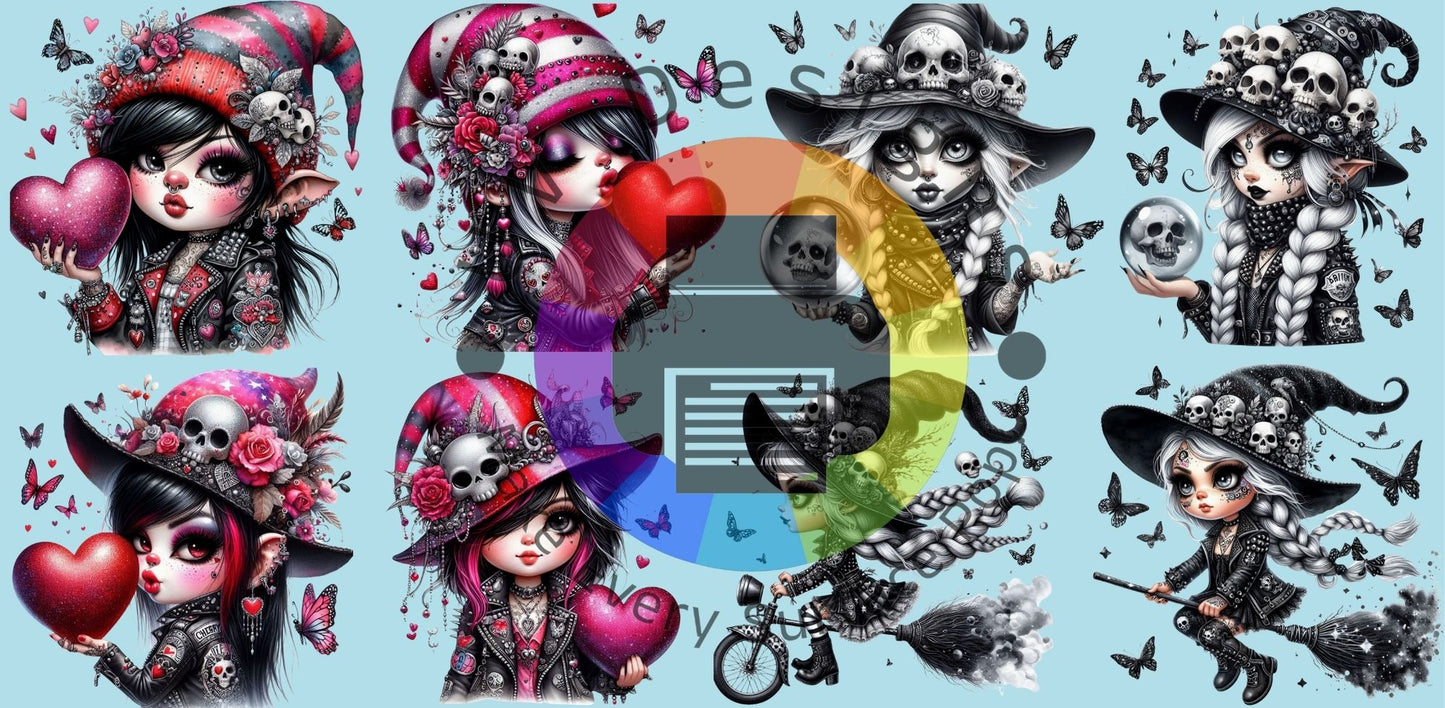 16oz Gothic gnomes meisjes - rood en zwart