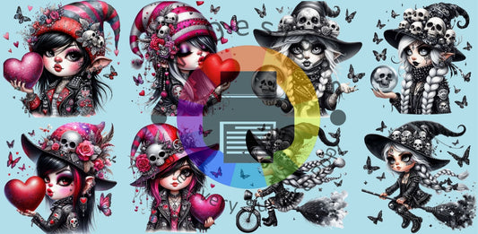 16oz Gothic gnomes meisjes - rood en zwart