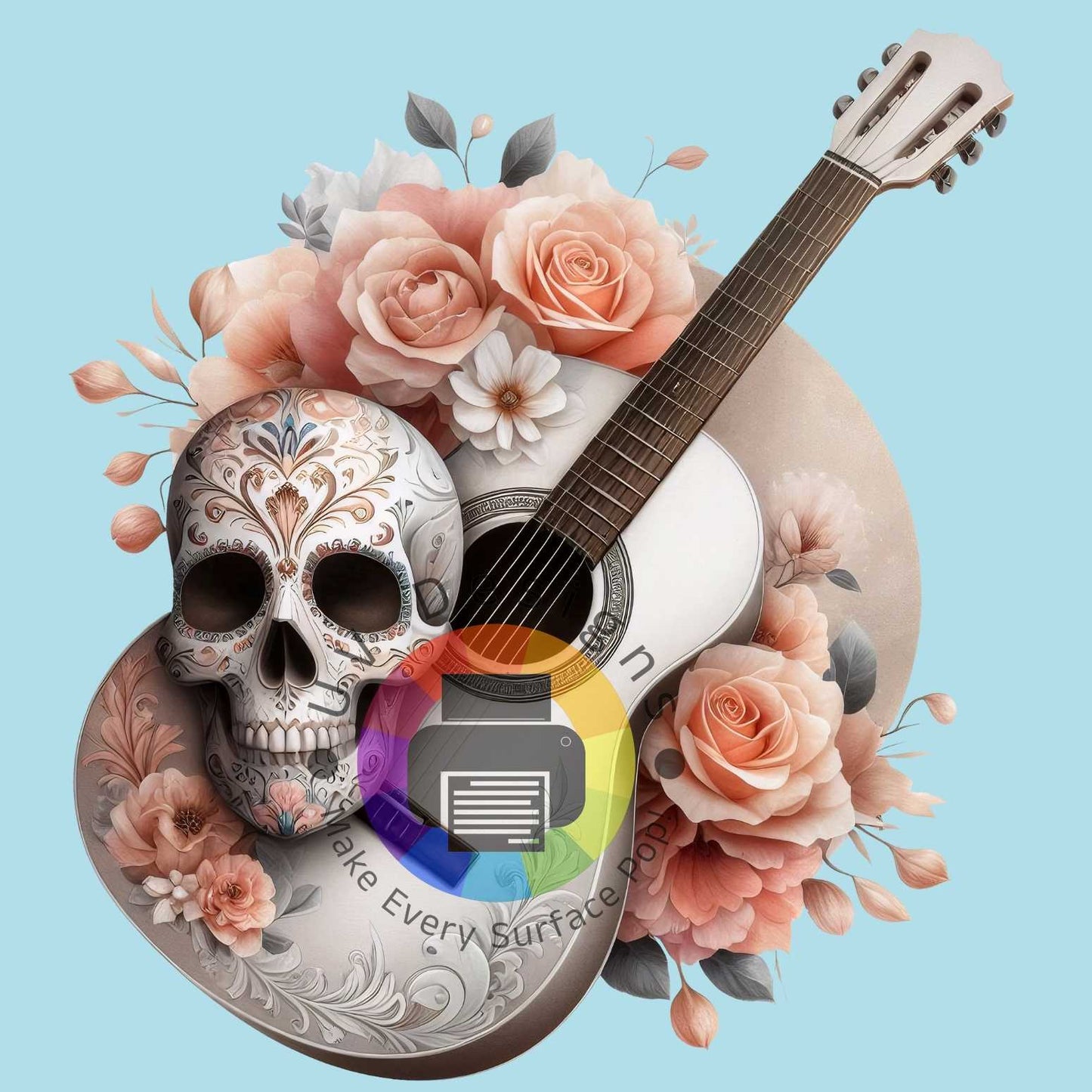 12 cm Gitaar - skull - rozen
