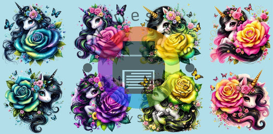 16oz Unicorn met roos