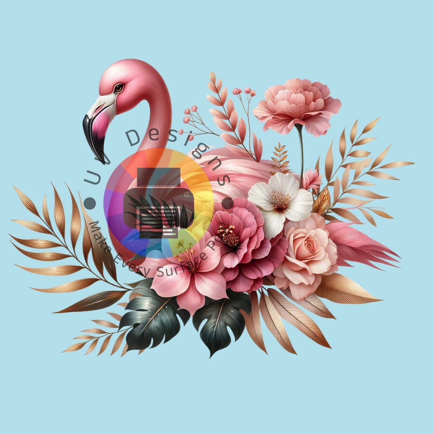 7 cm Flamingo met bloemen nr 1