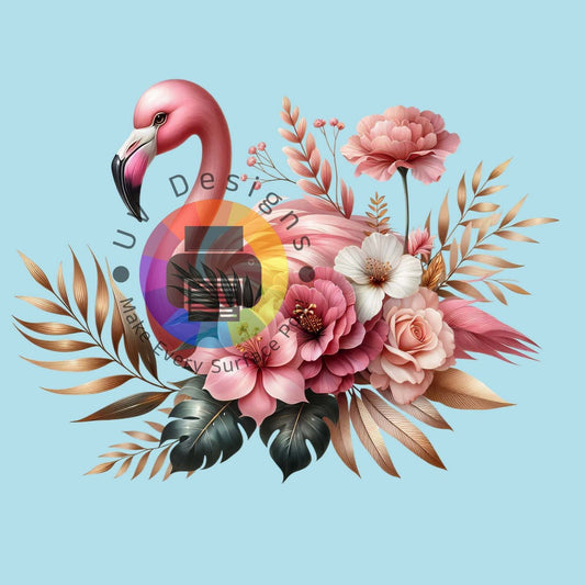 7 cm Flamingo met bloemen nr 1