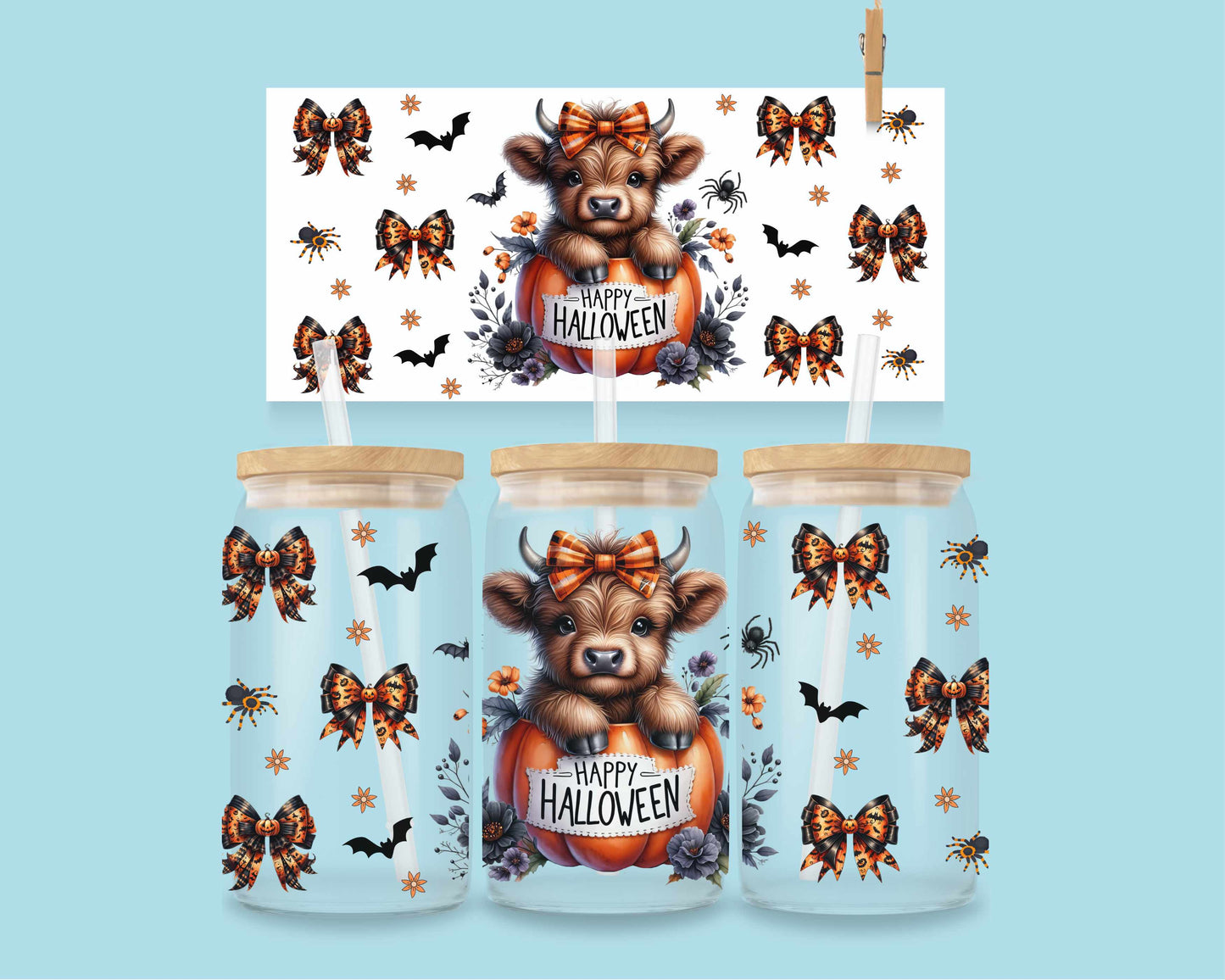 16oz Halloween Cow in Pumpkin No. 1 (ENG + FR) 