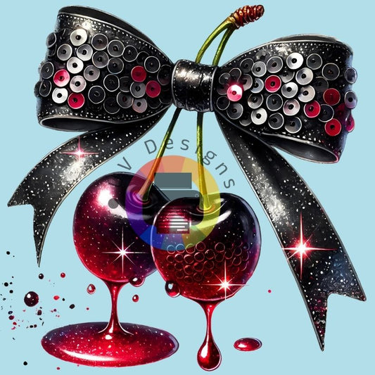 12 cm Rode kersen met zwarte strik