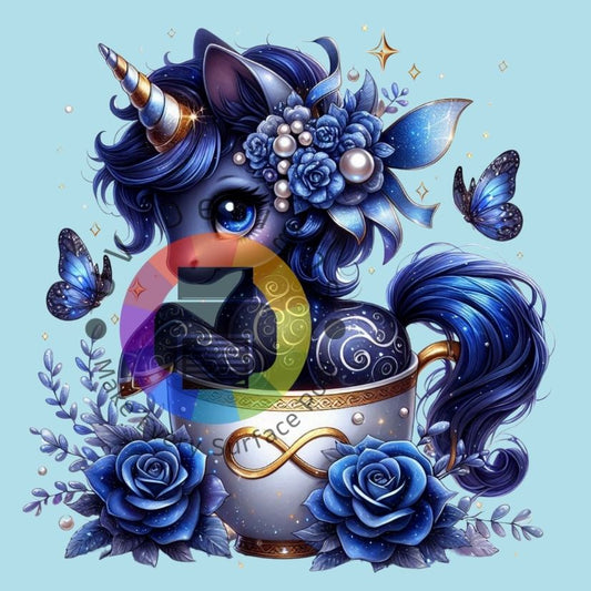 Blauwe unicorn in mok nr 2