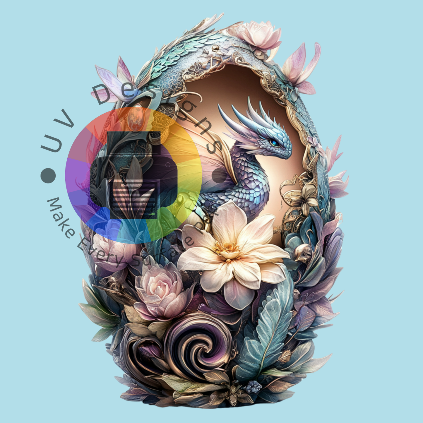 Floral dragon in egg