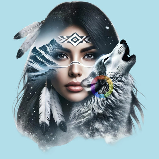 7 cm Woman with wolf no. 1
