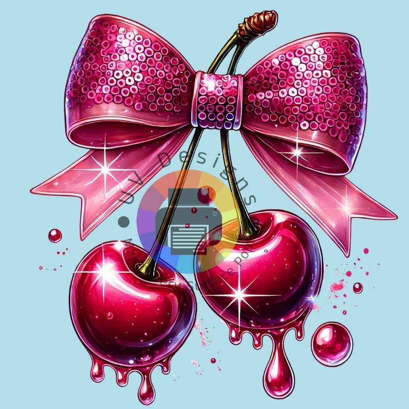 12 cm Roze kersen met roze strik