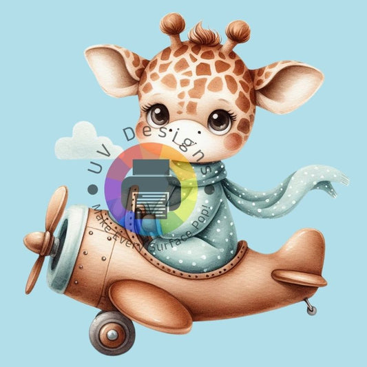 Kinder giraf - vliegtuig - blauw