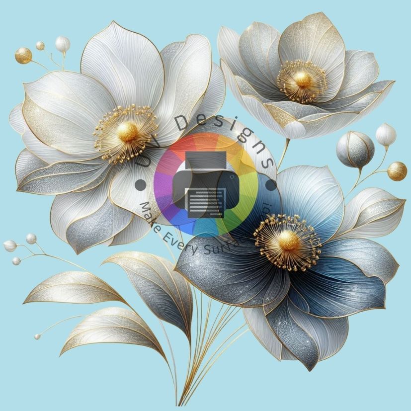 Wit blauwe bloemen nr 1