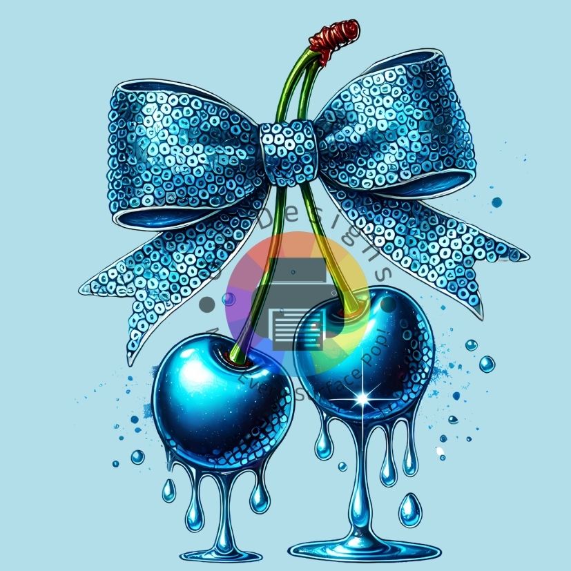 12 cm Blauwe kersen met blauwe strik