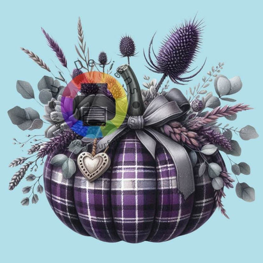 Paarse pompoen met bloemen nr 2