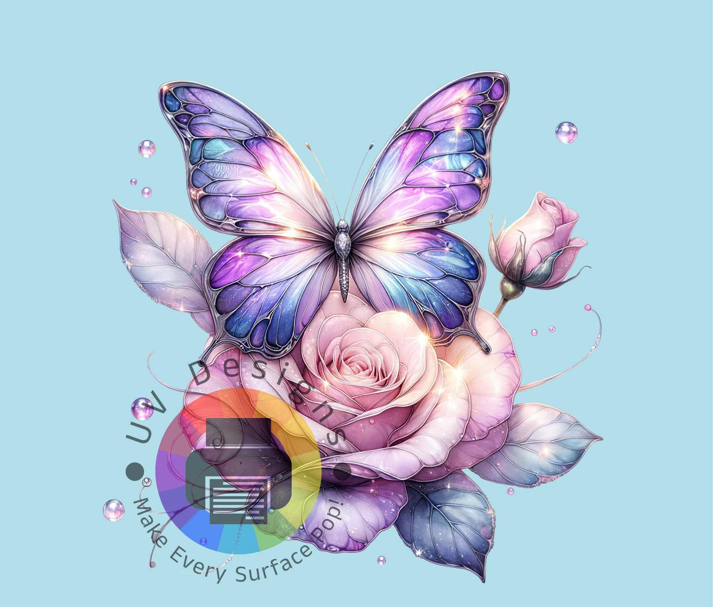 20oz Papillon pastel avec rose