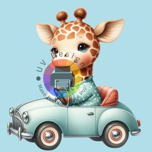 Kinder giraf - auto - blauw