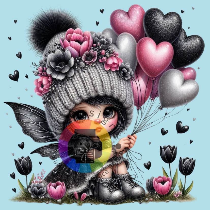 Kabouter meisje met hartjes ballonnen nr 1