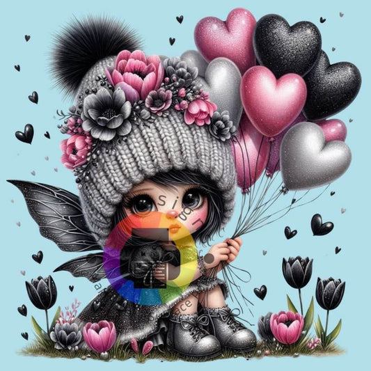 Kabouter meisje met hartjes ballonnen nr 1