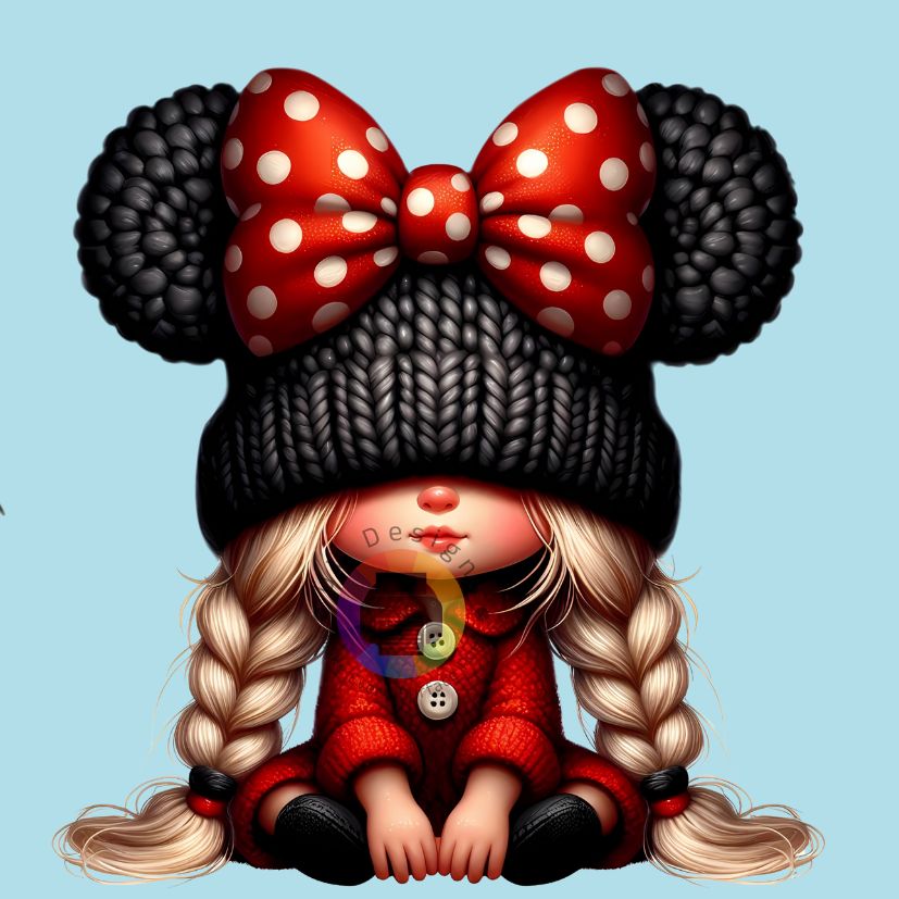 12 cm Girl with black hat and red bow
