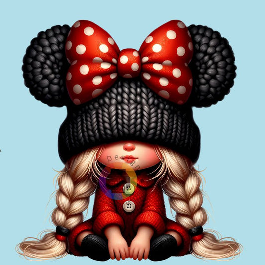 12 cm Girl with black hat and red bow