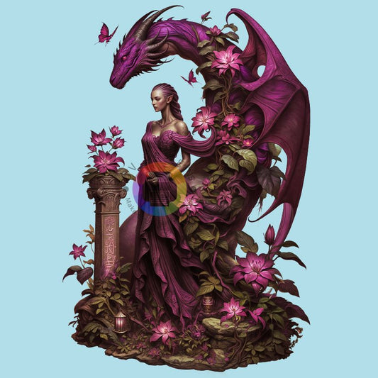 Dragon rose de 7 cm avec fée