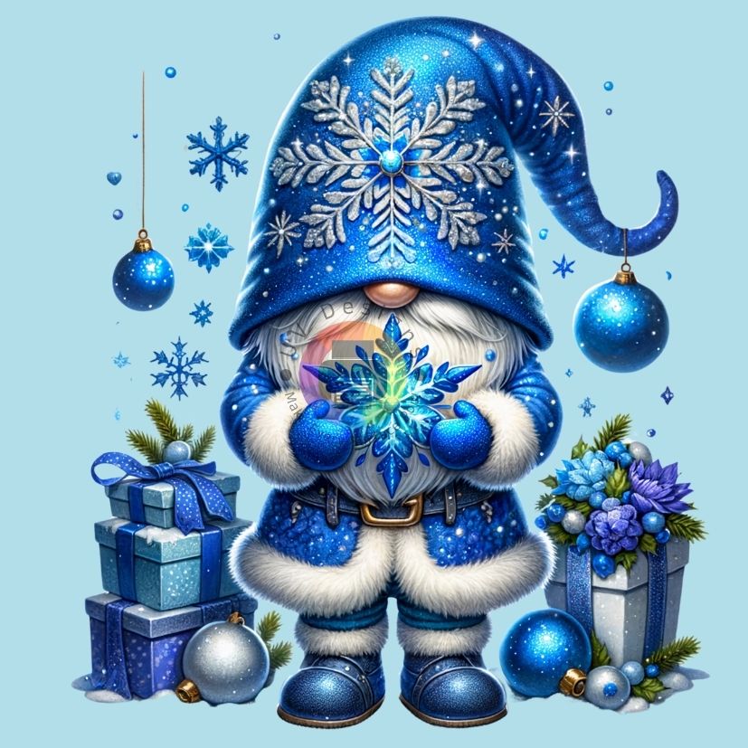 12 cm Blauwe kerst kabouter nr 2