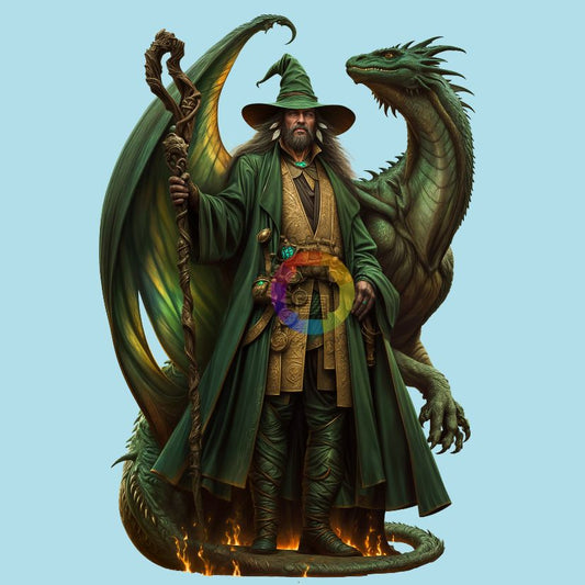 Dragon vert de 12 cm avec homme n° 2
