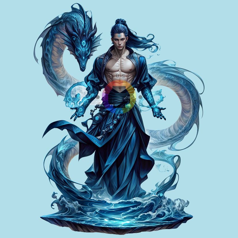 7cm Blue dragon with man