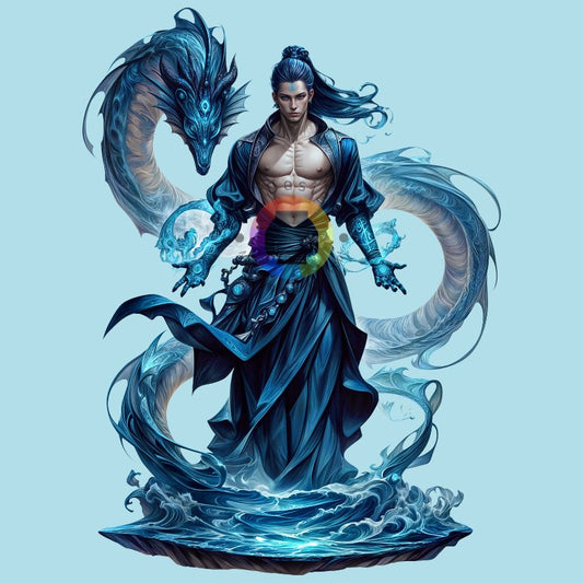 Dragon bleu de 7 cm avec homme