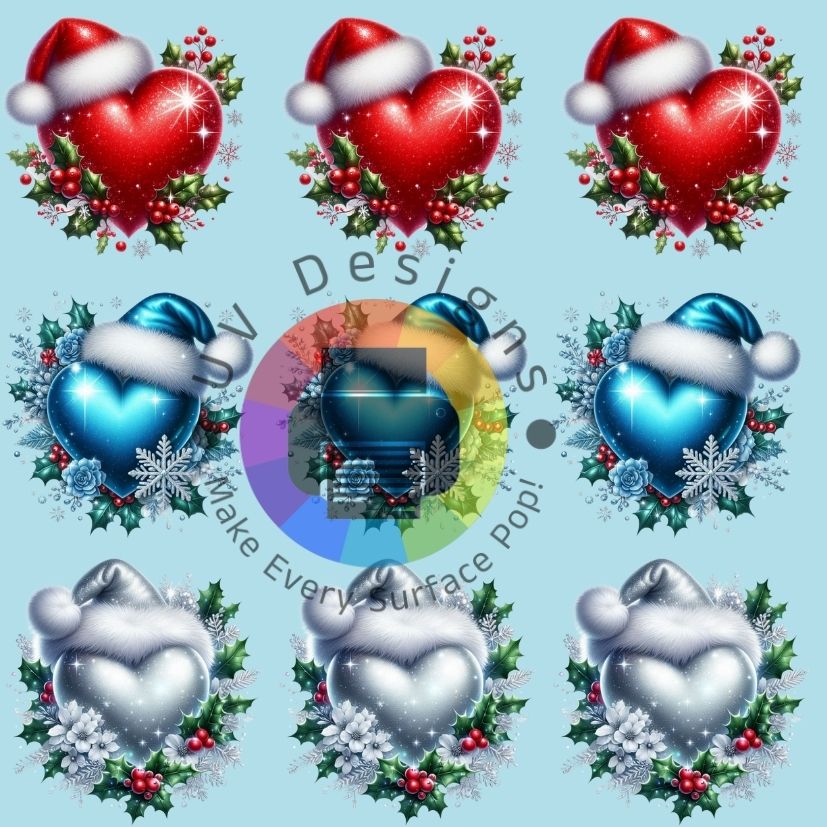 4 cm Hartjes met kerstmuts nr 1