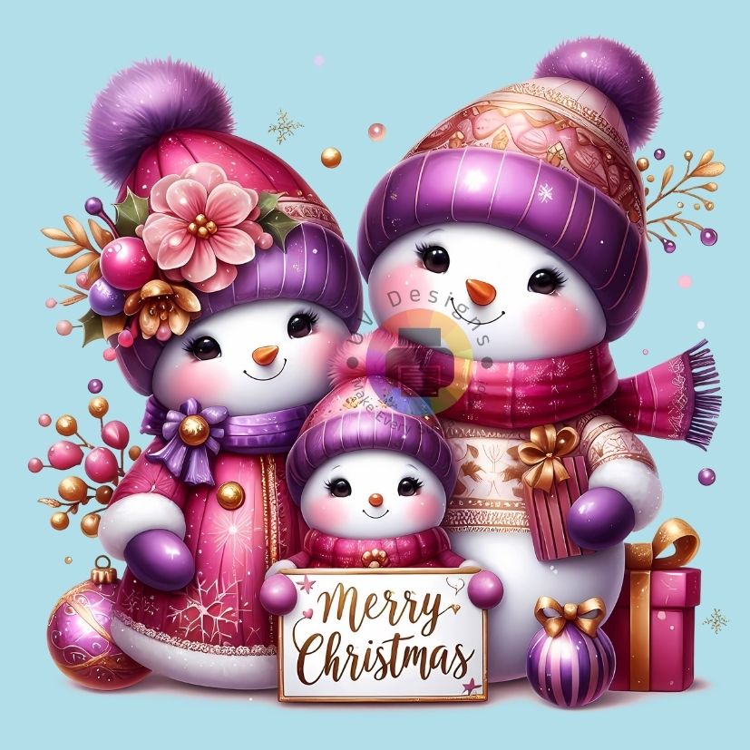 12 cm Merry Christmas snowman ENG + FR