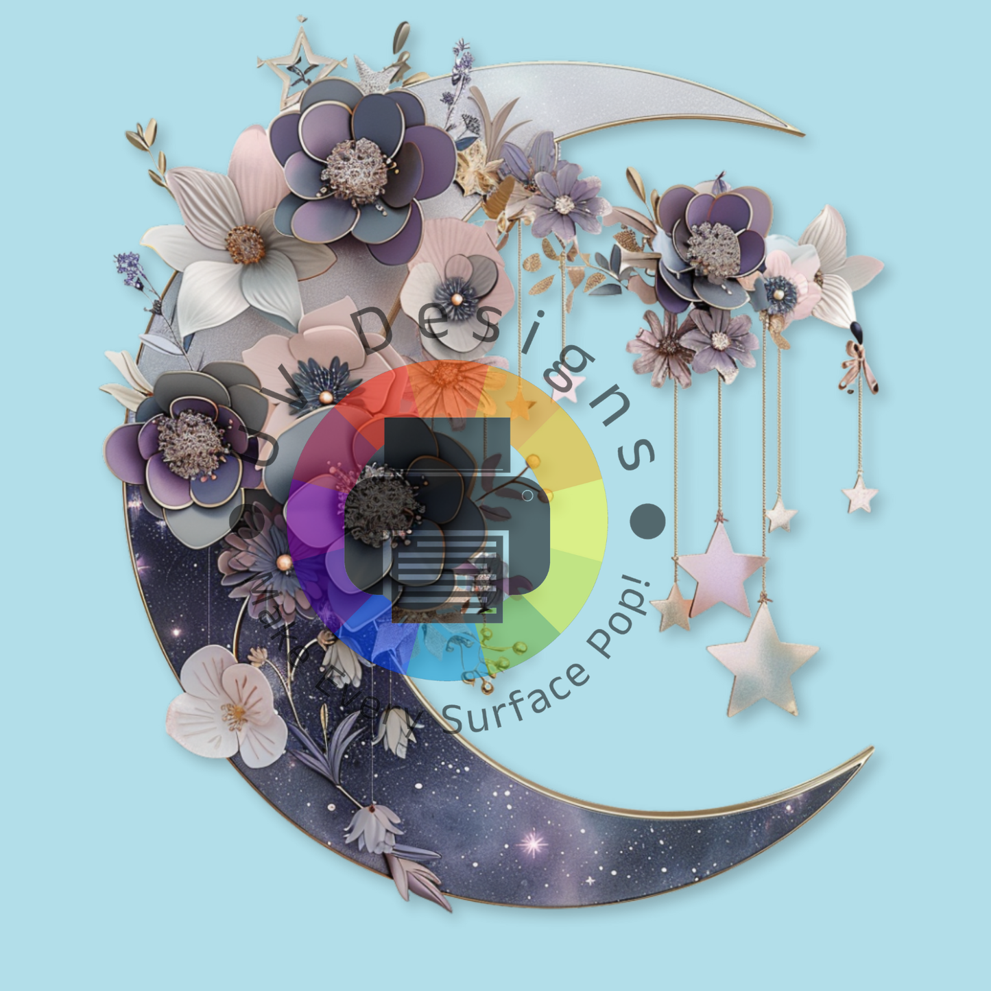 Fantasy halve maan met bloemen nr 2