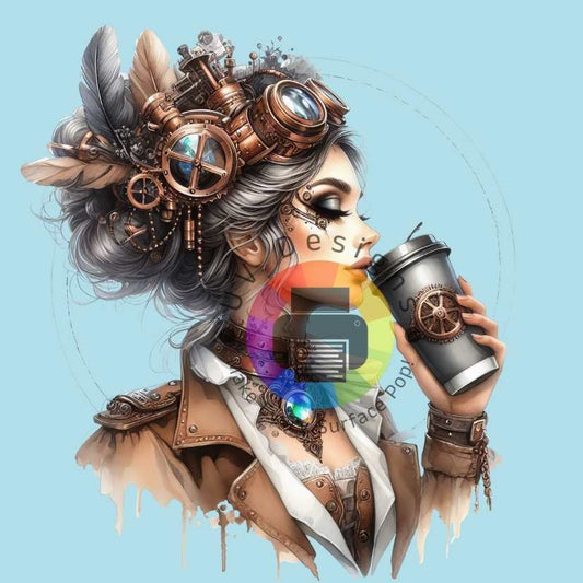 12 cm Steampunk koffie vrouw nr 3
