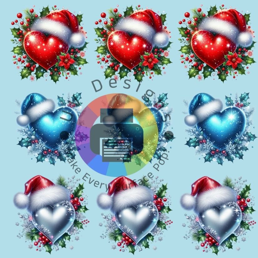 4 cm Hartjes met kerstmuts nr 2