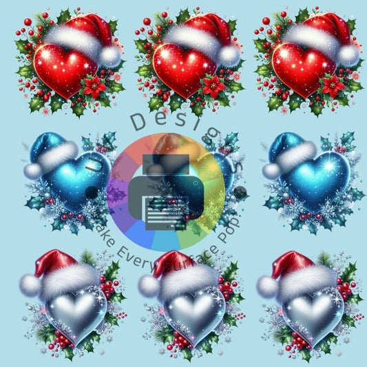 4 cm Hartjes met kerstmuts nr 2