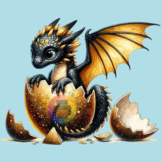 7 cm Noir avec dragon doré n° 1