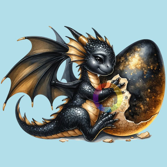 7 cm Noir avec dragon doré n° 2