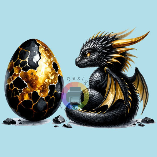 7 cm Noir avec dragon doré n° 3