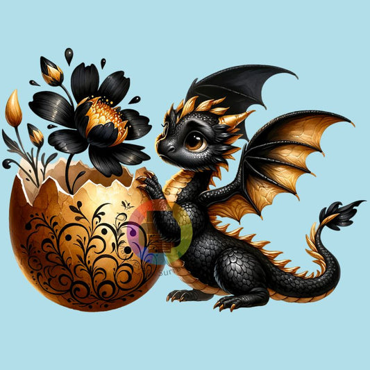 7 cm Noir avec dragon doré n° 5