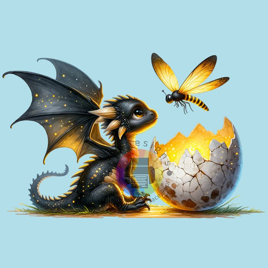 7 cm Noir avec dragon doré n° 6